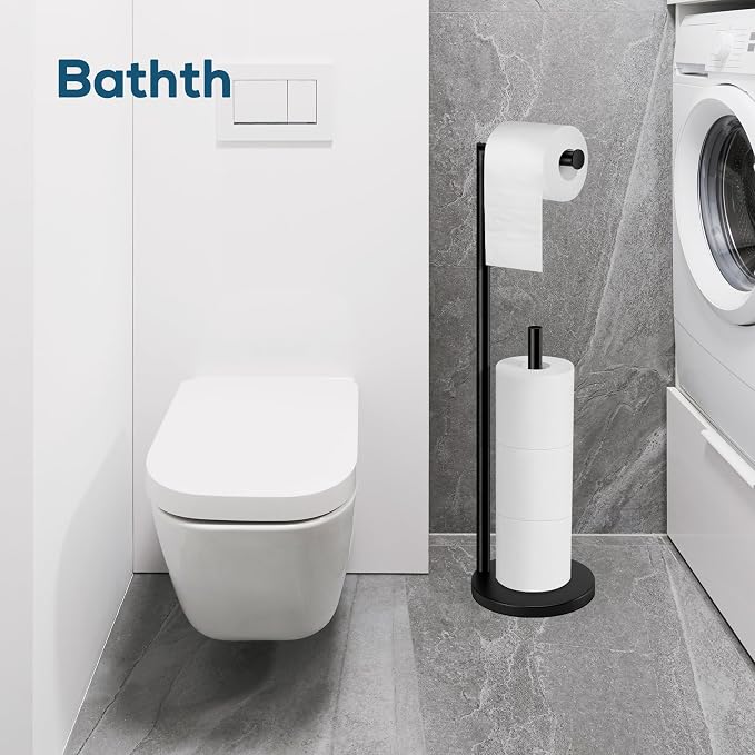 Toilet Paper Holder Stand, Toilet Paper Stand Black, Free Standing Toilet Paper - Image 6