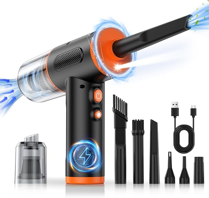 Compressed Air Duster, 100000RPM Handheld Car Vacuum/Air Blower& Pump, 3 Gear by KOPIDOE