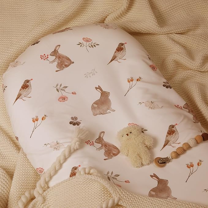 Gllquen Baby Bassinet Sheets Set 2-Pack, Breathable Cozy Bassinet Fitted Sheet Universal Fit Standard Mattress Oval Rectangle Cradle Baby Sheets for Baby Boy Girls Unisex 32"x16"(Rabbit)