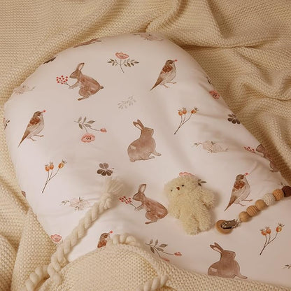 Gllquen Baby Bassinet Sheets Set 2-Pack, Breathable Cozy Bassinet Fitted Sheet Universal Fit Standard Mattress Oval Rectangle Cradle Baby Sheets for Baby Boy Girls Unisex 32"x16"(Rabbit)