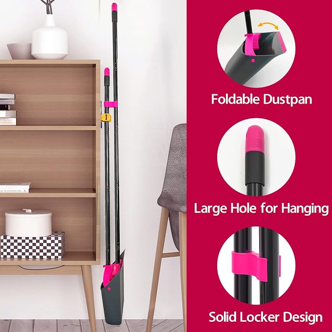 JEHONN Broom with Dustpan Combo Set, Long Handle Lightweight Indoor Broom Set - Image 6