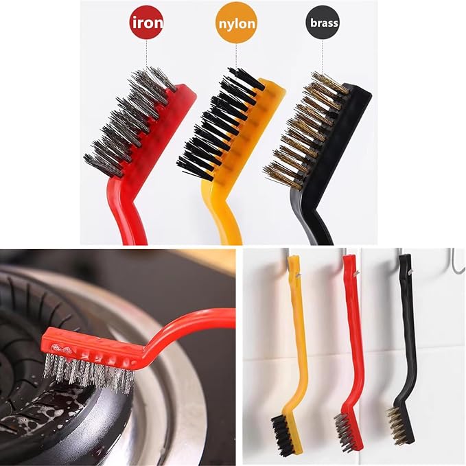 8Pcs Kitchen Crevice Cleaning Brush Set Grill Brush, Rubber Gloves - Image 2