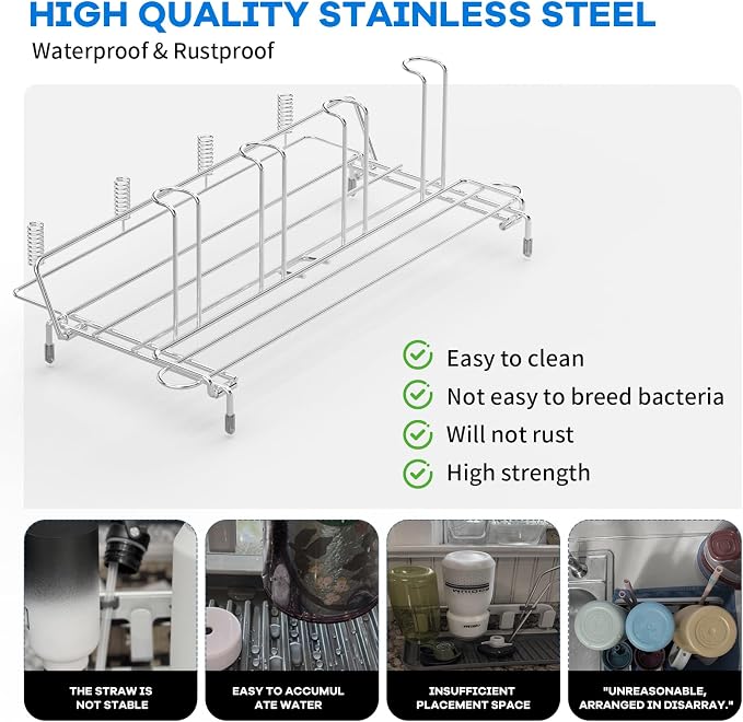 Bottle Drying Rack Stainless Steel Fold Water Bottle Drying Rack Organizer - Image 4