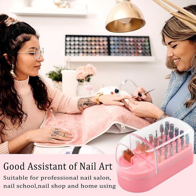 Nail Drill Bits Holder 2 in 1 Nail Drill Bits Cleaning Brush Case, 30 Holes - Image 6