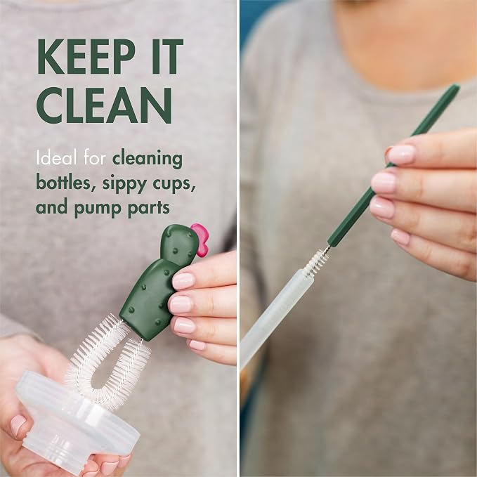 Boon Cacti Bottle Cleaning Brush Set, Terracotta, 4 Piece Set - Image 5
