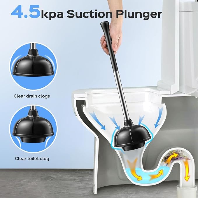 HAMITOR Toilet Plunger and Brush Set: 2 Pack 2 in 1 Stainless Steel Rustproof - Image 5