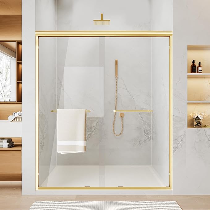 50-54" W x 70" H Double Sliding Shower Door, Semi-Frameless Shower Door by FINDEPOT