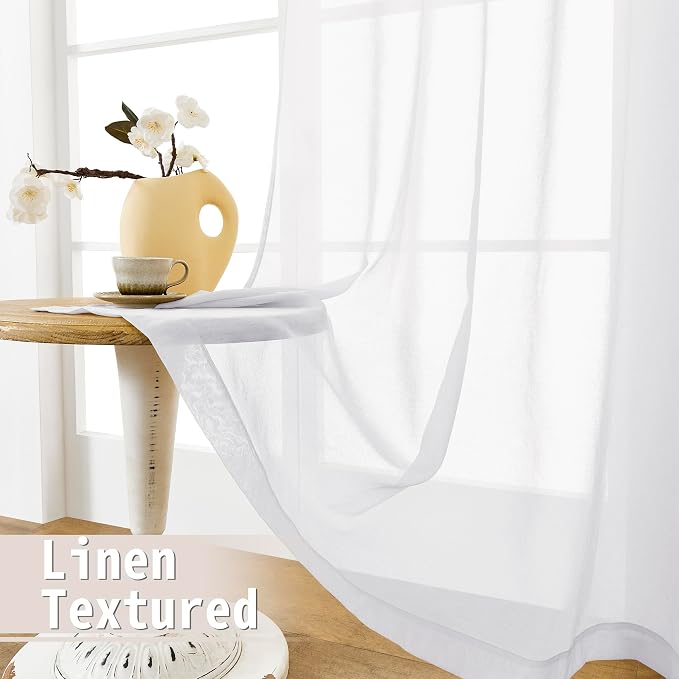 Tollpiz Sheer Door Curtains Closet Linen Textured Curtains Sheer Doorway Light - Image 4