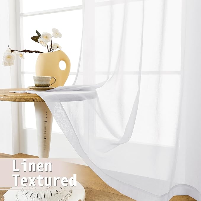 Tollpiz Short Sheer Door Curtain Closet Linen Textured Curtain Sheers Doorway - Image 4