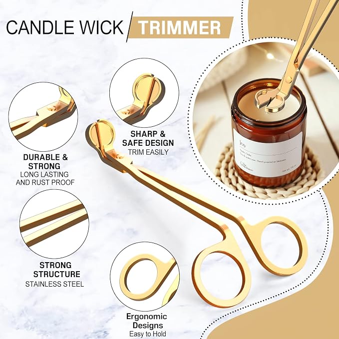 5 in 1 Candle Accessory Set, Candle Wick Trimmer Cutter, Candle Wick Dipper - Image 4