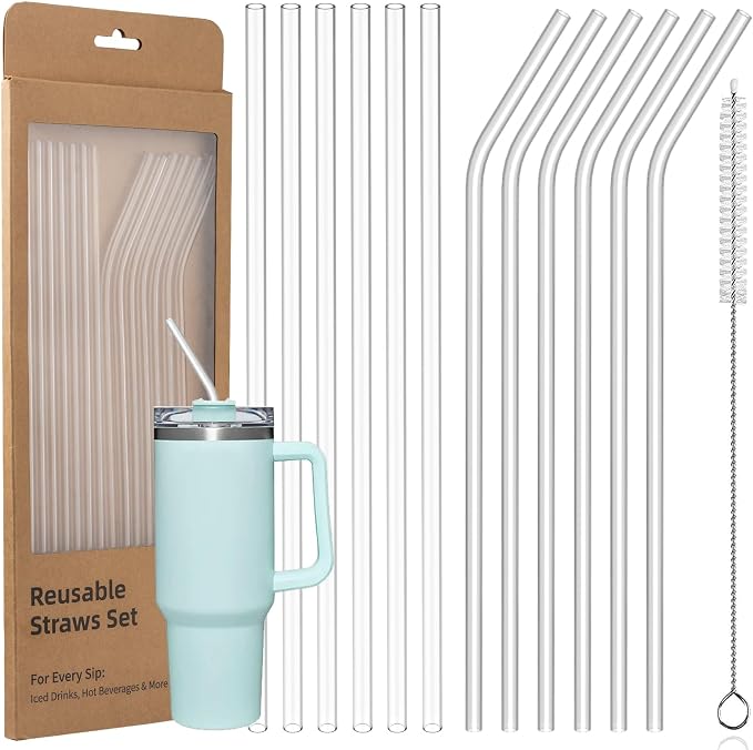 12 Pack Reusable Straws Compatible by Ullnosoo