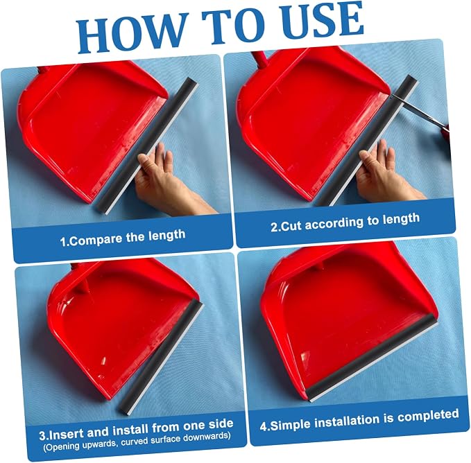 GALPADA 4pcs Dustpan Lip Replacement Dust Pan Edge Strip Rubber Strip - Image 3