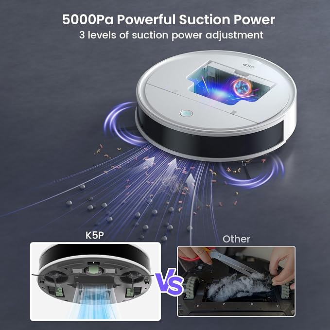 OKP K5 Pro Robot Vacuum and Mop, 3 in 1 Mopping Robotic Vacuum - Image 6