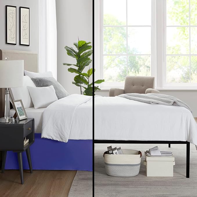 Nestl Royal Blue Twin Bed Skirt - Twin Size Bed Skirt 14 Inch Drop - Brushed Microfiber Bed Skirts - Hotel Quality Pleated Bed Skirt - Shrinkage & Fade Resistant