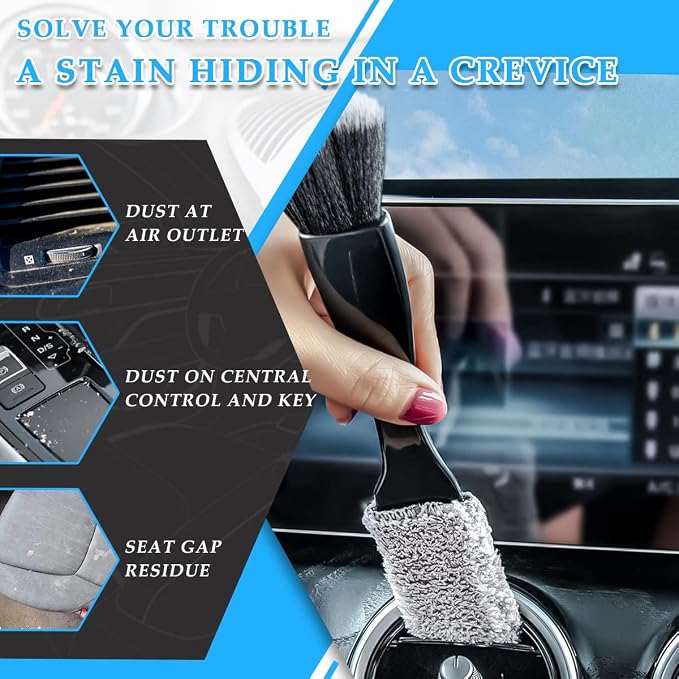 Ziciner 1 PC Double Head Brush for Car Clean, Soft Auto Interior Duster - Image 3