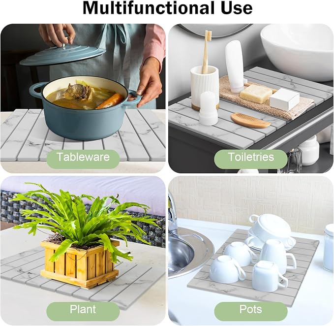 Stone Dish Drying Mat for Kitchen Counter, Versatile Stone Drying Mats for Cups - Image 6