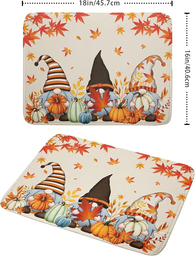 Fall Gnome Dish Drying Mat for Kitchen Counter Fall Pumpkin Dish Drying Mat - Image 2