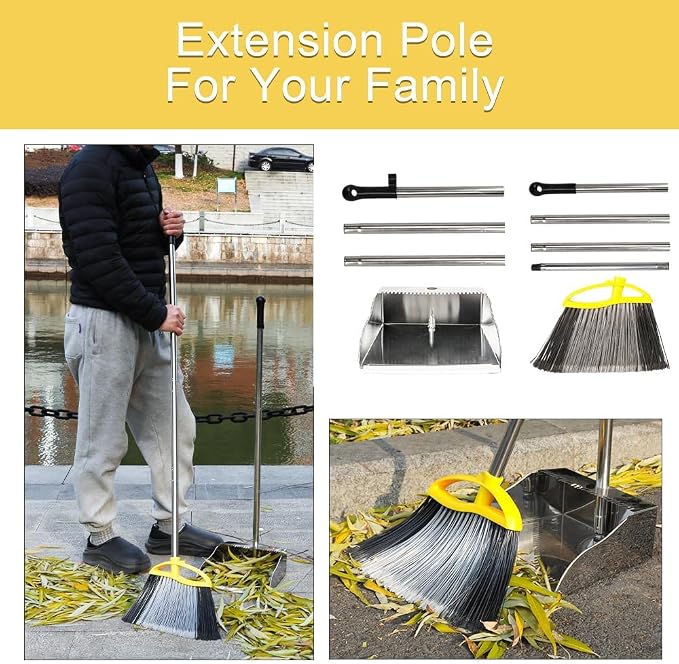 Broom and Dustpan Set, Outdoor Heavy Duty Broom - Image 7