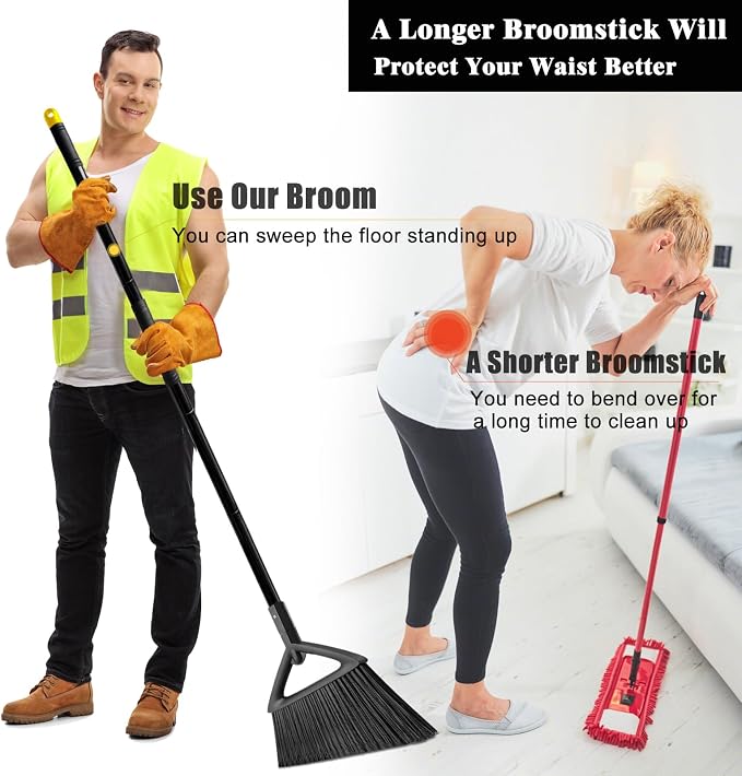 Outdoor Angle Broom Indoor, Upgraded Heavy Duty Commercial Brooms, Restaurant - Image 5
