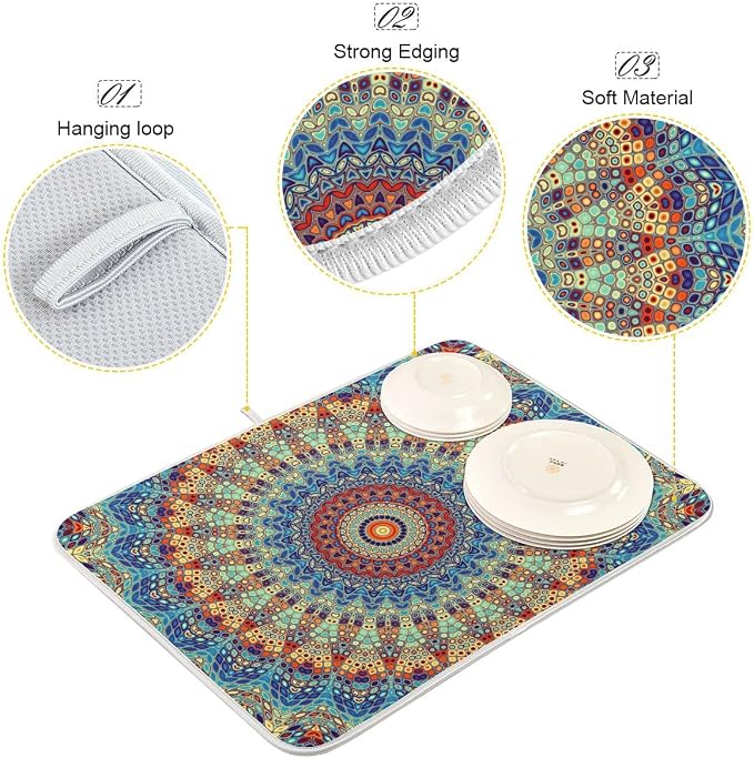 Bohemian Mandala Dish Drying Mat - Image 3