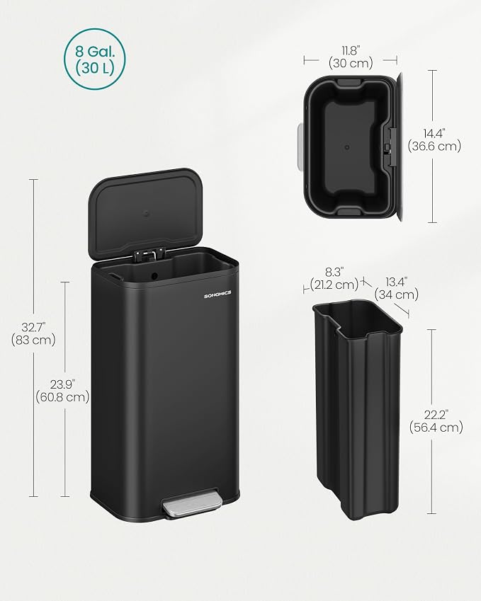 SONGMICS Kitchen Trash Can, 8-Gallon Garbage Can - Image 5
