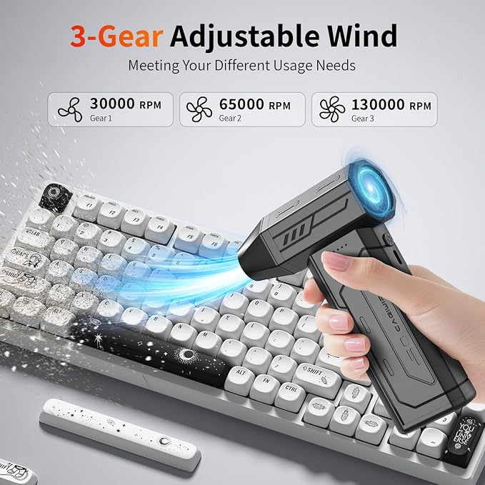 Compressed Air Duster, 130000RPM Super Power Cordless Air Duster, Rechargeable - Image 4