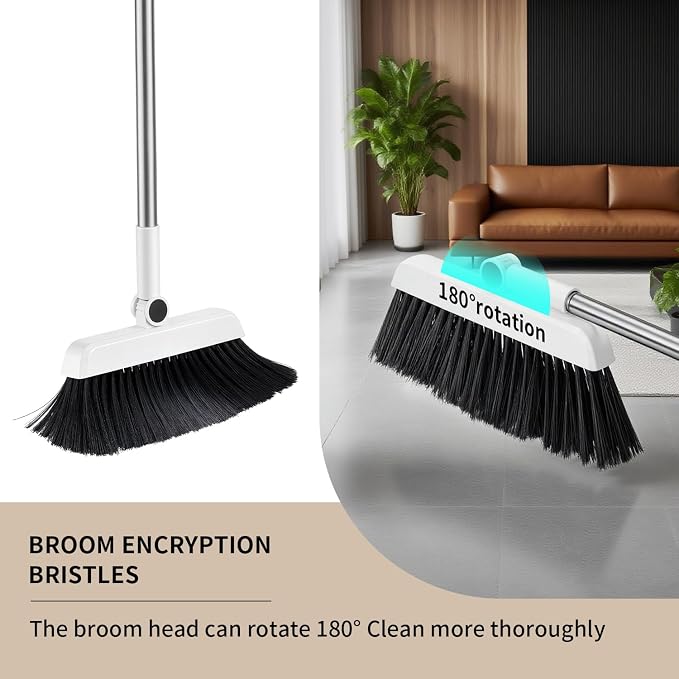 Upgrade 3-in-1 Standing Broom and Dustpan Cleaning Set, Long Handle Soft Bristle - Image 6
