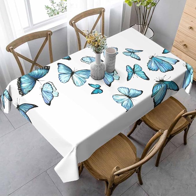 Blue Butterflies Tablecloths for Rectangle Tables Watercolor Art Moth Wings by Unknown