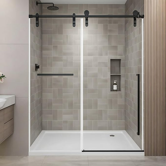 Frameless Shower Door, 56-60" W x 75" H Sliding Shower Glass Door, 5/16" by EGrinbey