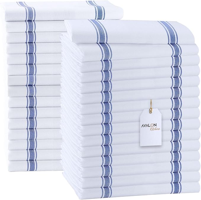 Dish Towels Set Size 15x25 Inch, 100% Cotton Soft & Absorbent Linen Kitchen by Avalon+Kitchen