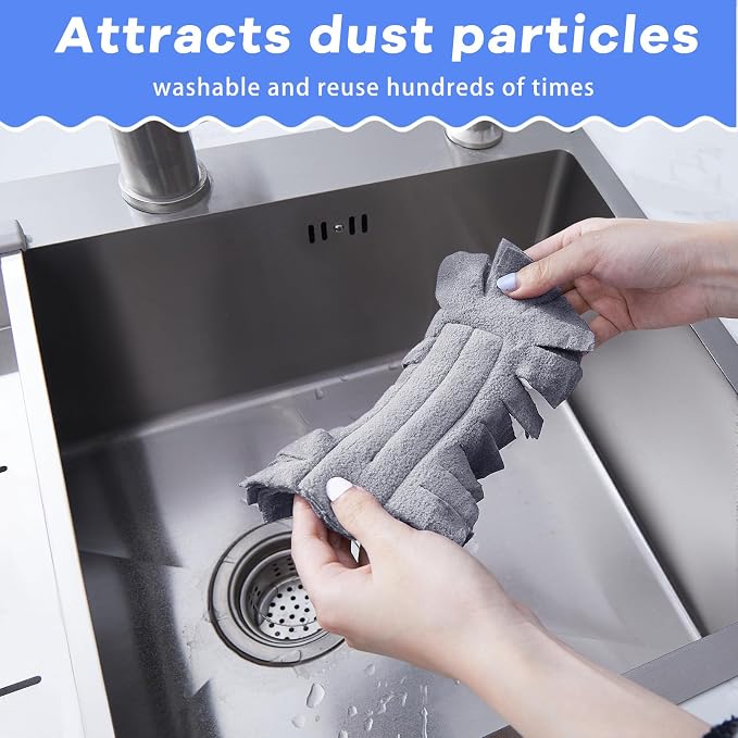 Zubebe 20 Pcs Duster Refill Reusable Fleece Duster Refills Feather Flat Dusters - Image 5