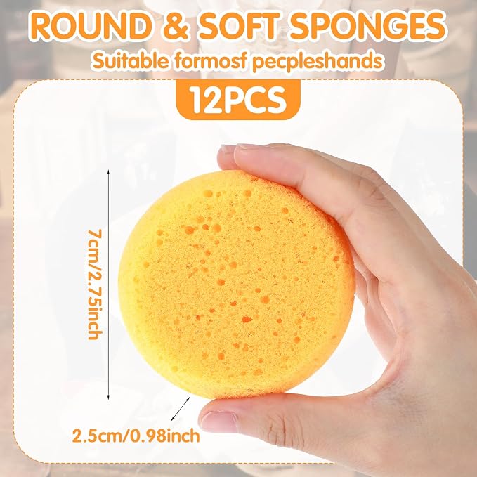 12PCS Kitchen Sponges for Washing Dishes Round Natural Cleaning Sponge - Image 3