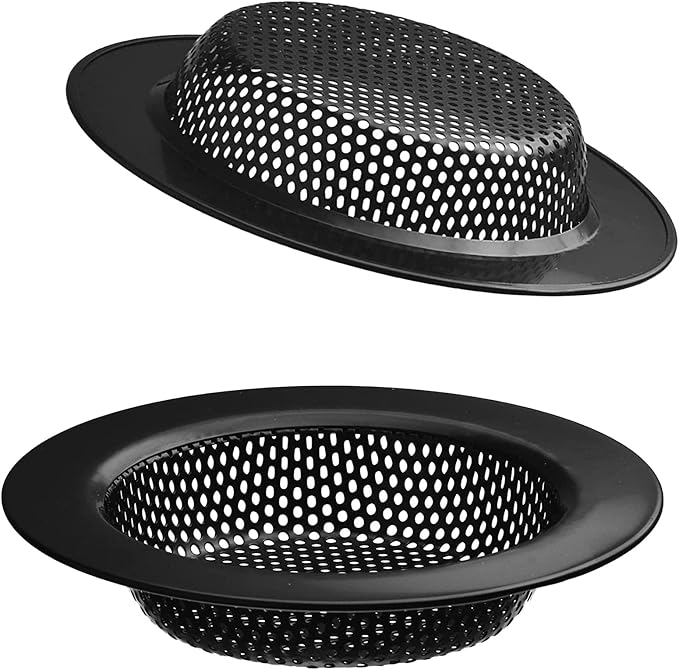 2 Pcs Black Stainless Steel Mesh Sink Drain Strainer, 2.75" Top/1.66" Kitchen by BESSEEK