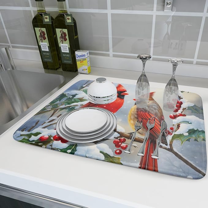 Winter Cardinals Dish Drying Mat - Image 6