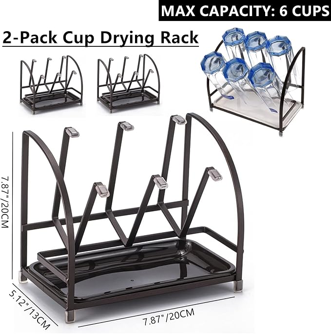RHBLME 2 Packs Glass Drying Rack, Vertical Bottle Drying Rack Glass Bottle - Image 2