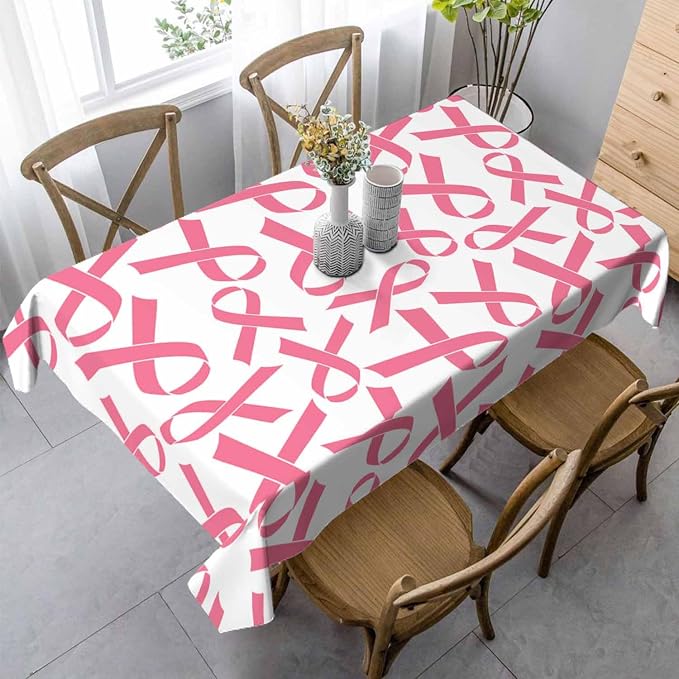 Pink Ribbon Table Cloth 52x70 Cancer Medical Awareness Rectangular Tablecloth by Unknown