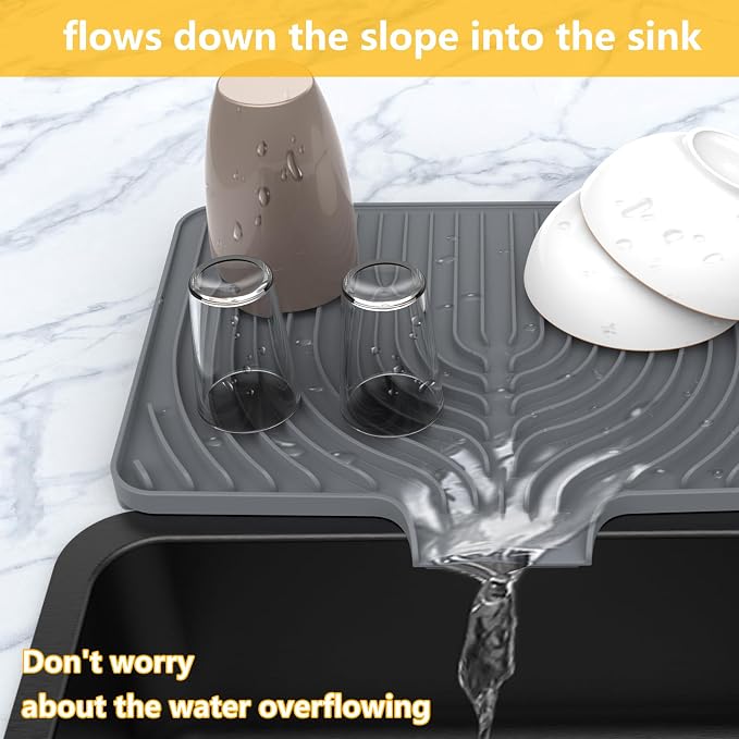 Silicone Drying Mat for Kitchen Counter, Dish Drying Rack Matt - Image 5