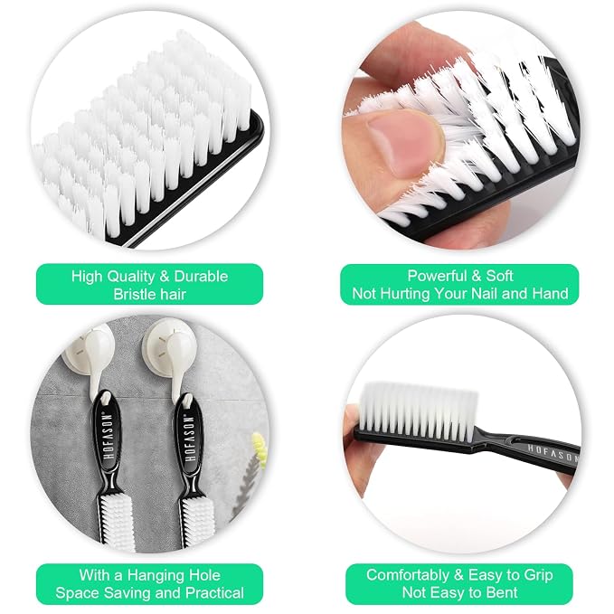 24 Pcs Handle Grip Nail Brush, HOFASON Hand Fingernail Cleaner Brush Manicure - Image 5