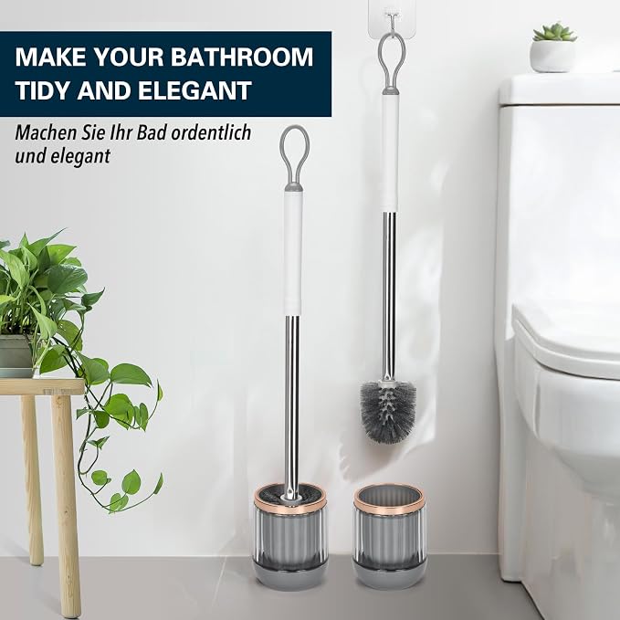 Toilet Bowl Brush and Holder 2 Pack Long Handle Toilet Brush - Image 7