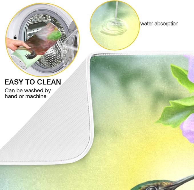 Tarity Hummingbird Flowers Dish Drying Mat - Image 2