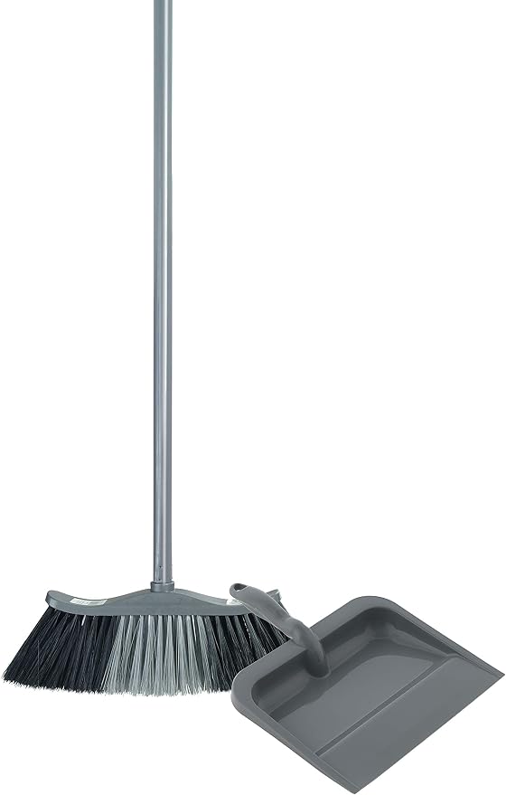 Superio Set of Grey Broom and Matching Dustpan Broom Has a 48” Handle, Durable by Superio