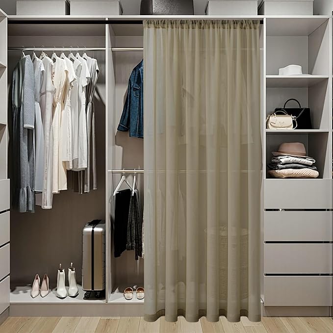 Tollpiz Small Sheer Door Curtain Closet Linen Textured Curtain Sheers Doorway - Image 3