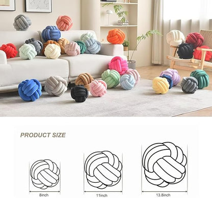 Decorative Throw Knot Pillow Ball for Home Chair Sofa Couch Bed Aesthetic Round Velvet Knotted Pillow Cushion (Dark Grey, 8 inches)
