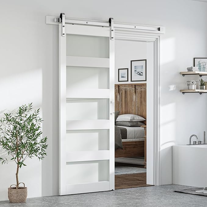 SmartStandard 36 x 84 inch Glass Barn Door by SMARTSTANDARD