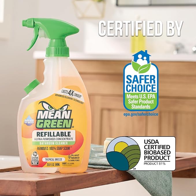 Mean Green Refillable Ultra Powered CONCENTRATE Bathroom Cleaner, Tropical - Image 5