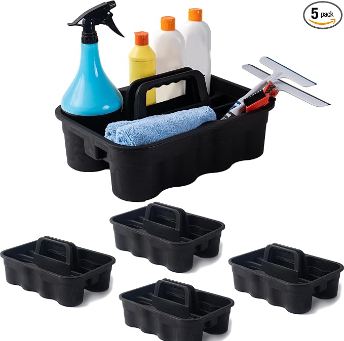 Matthew 5 Pack Large Plastic Tote Tool & Deluxe Supply Cleaning Caddy by MATTHEWCLEANINGPRODUCTS