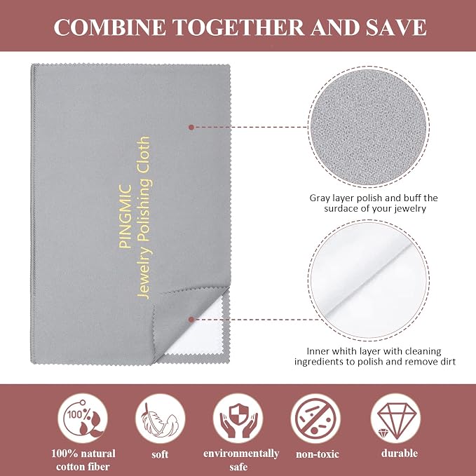 PINGMIC 6 Jewelry Cleaning Cloth, Professional Silver Polishing Cloth - Image 3