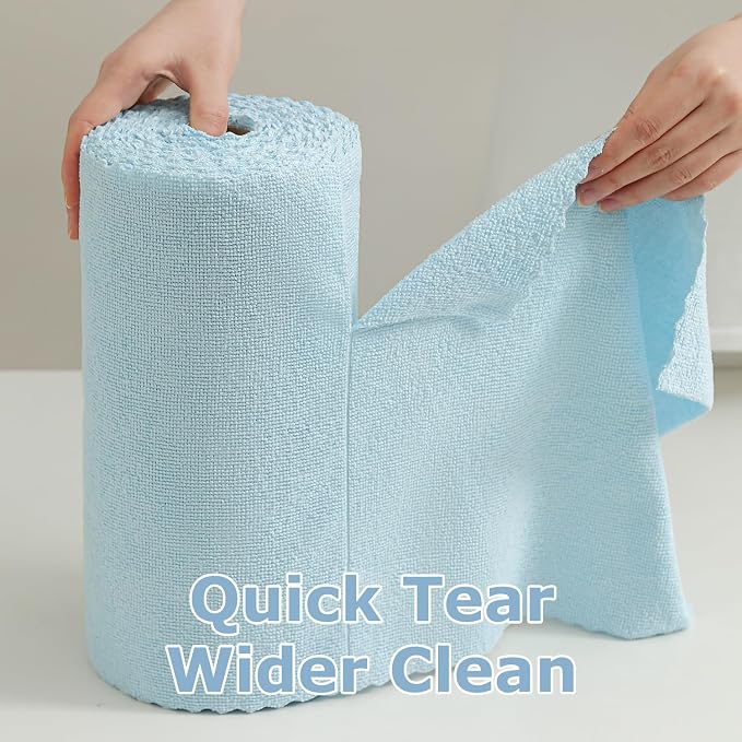 Jessy Home 80 Pack Microfiber Cleaning Cloth Roll Reusable Paper Towels 12"x12" - Image 3
