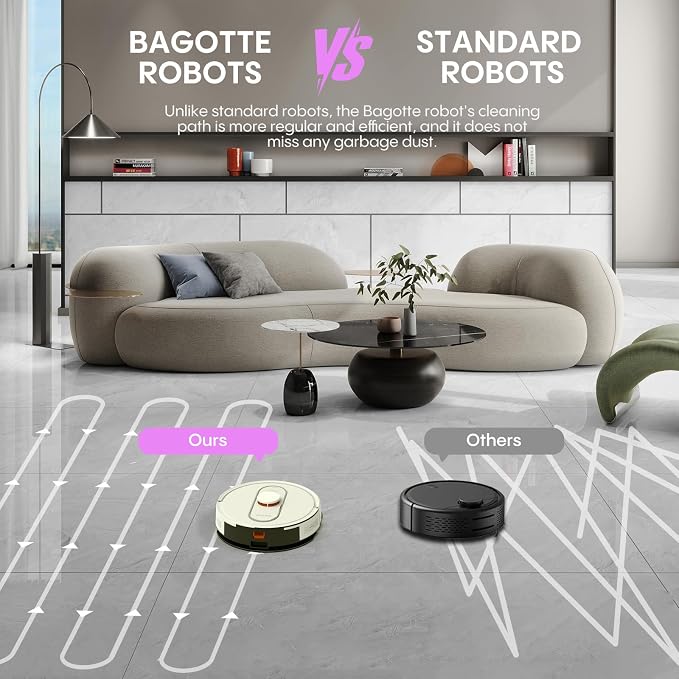 Bagotte Robot Vacuum and Mop, 5000Pa Robotic Vacuums, Self Emptying Station - Image 6