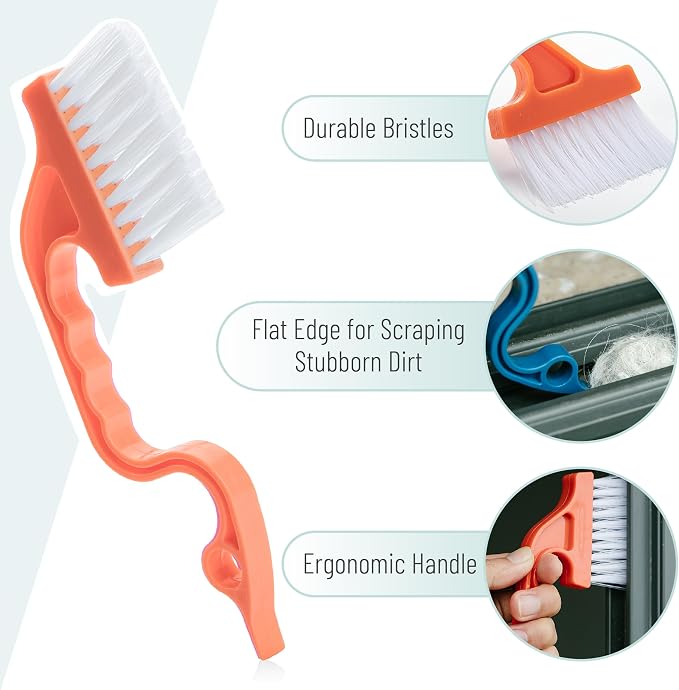 Slick- Window Track Cleaning Brush, 2 Pack, Built-in Scraper, Window Track - Image 3